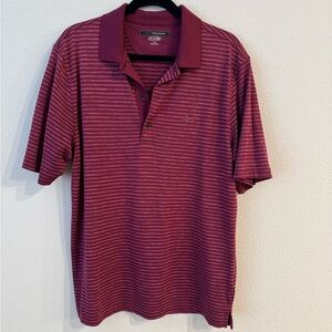 Greg Norman Play Dry Men's maroon Striped Short Sleeve Polo Shirt, Medium